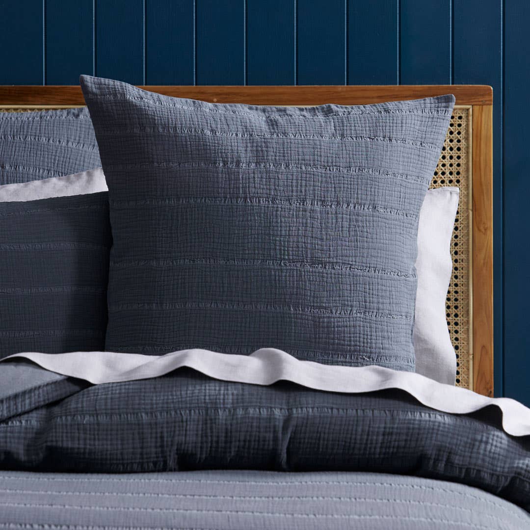 Ramsay Quilt Cover - Slate Blue