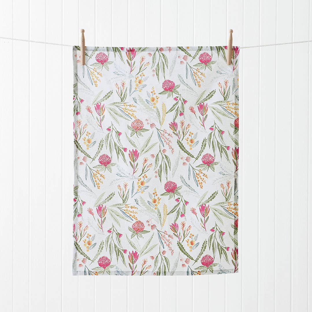 Waratah Printed Tea Towel