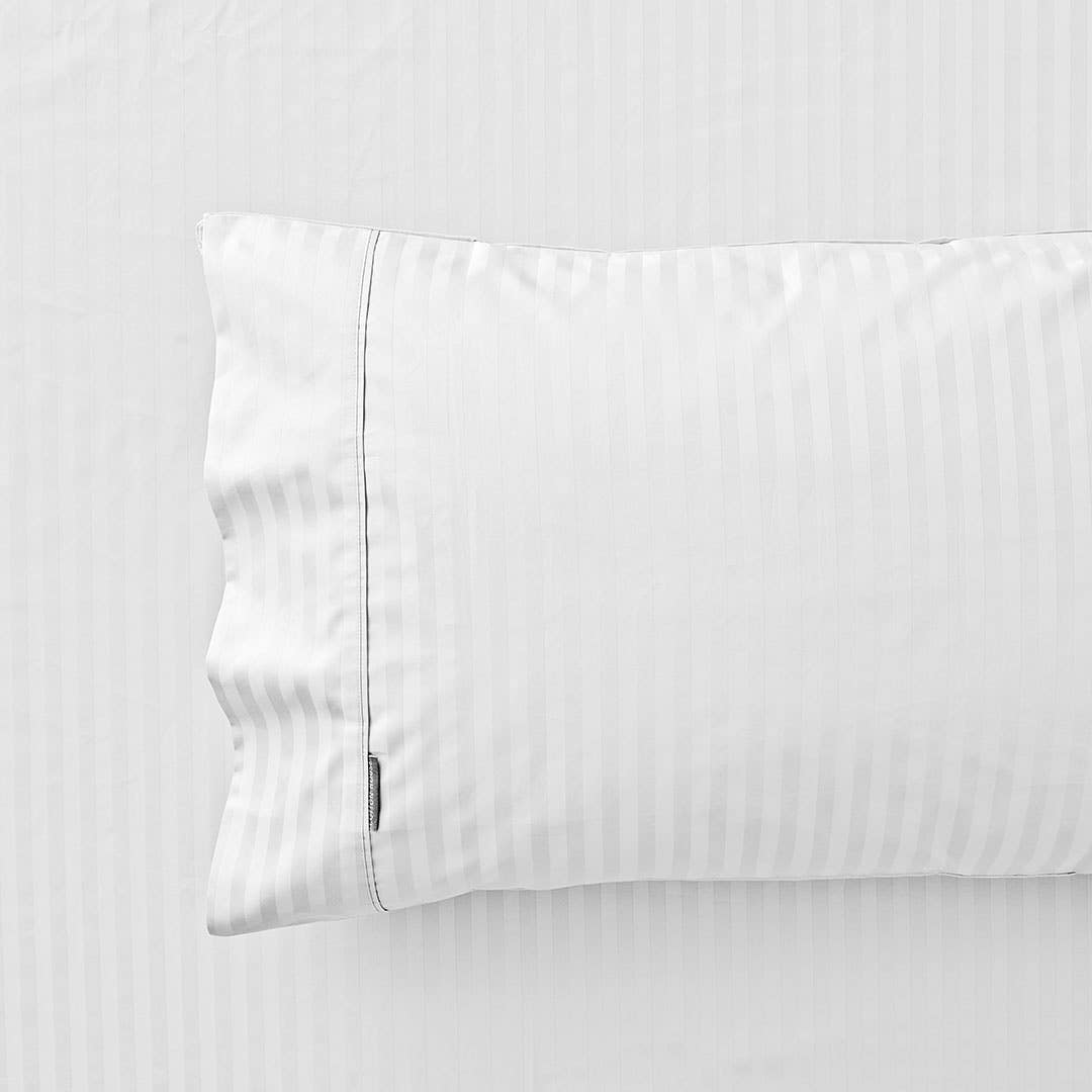 Nassor Stripe 700 TC Egyptian Cotton Sheet Set - White