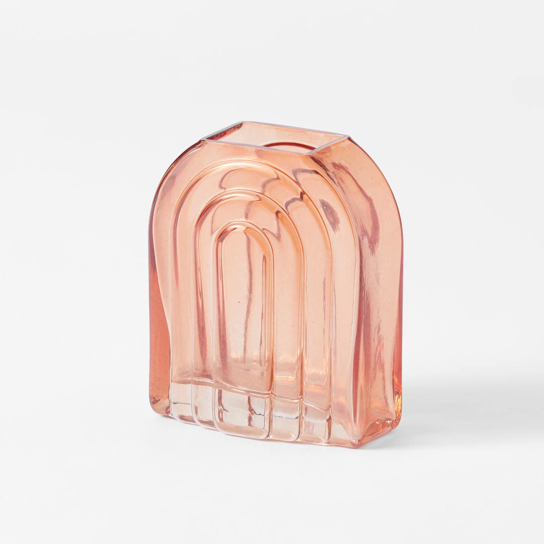 Ruby Arch Glass Vase - Salmon