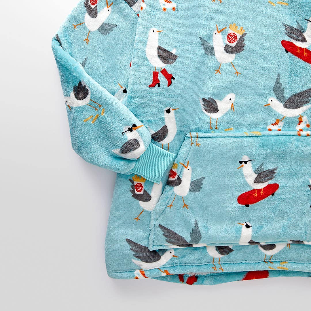 Seagulls Hooded Sherpa Blanket