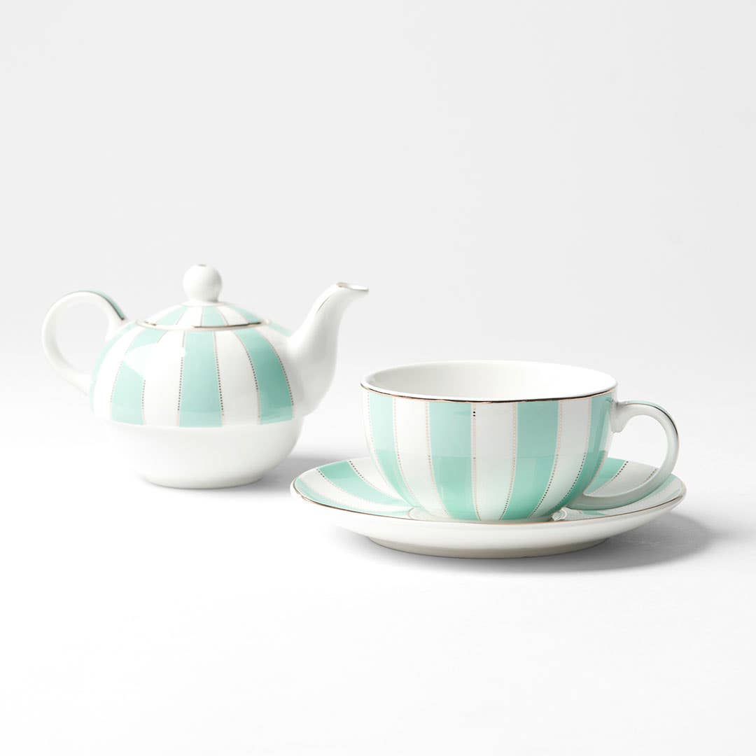 Miss Stripe Tea Set - Mint