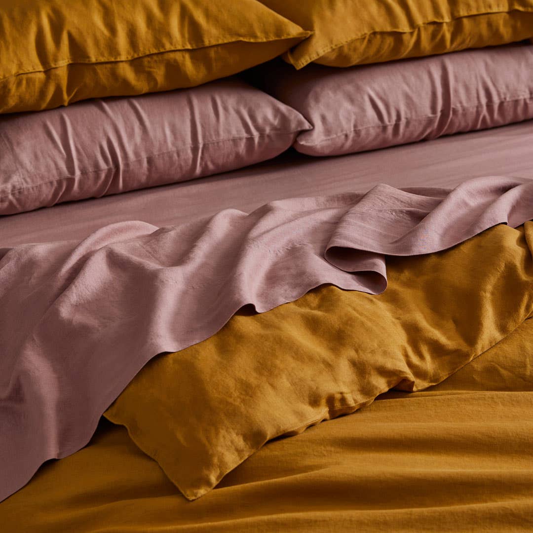 Milano Linen Quilt Cover - Mustard