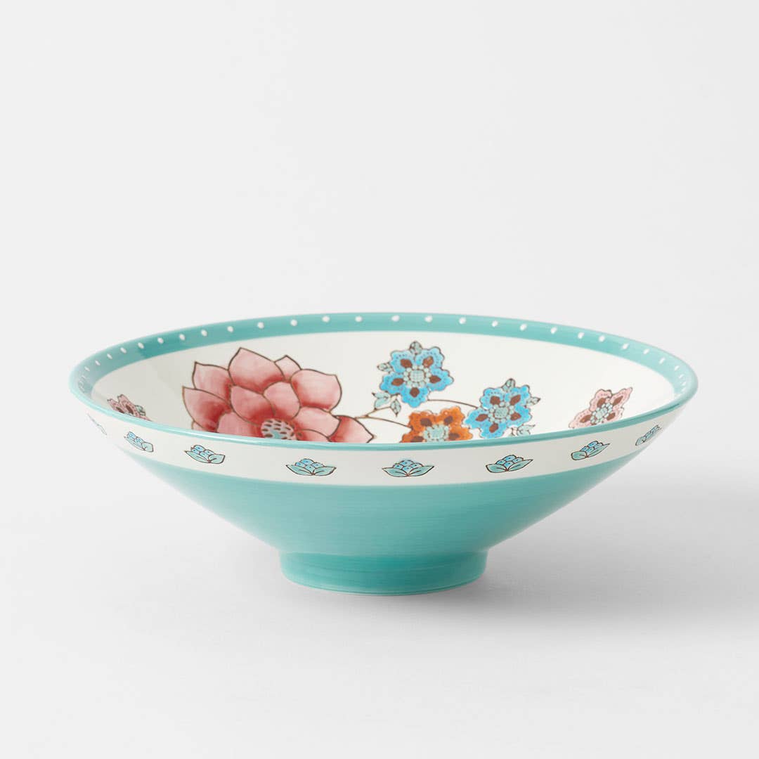 Tango Flared Bowl Floral - Pink/Aqua