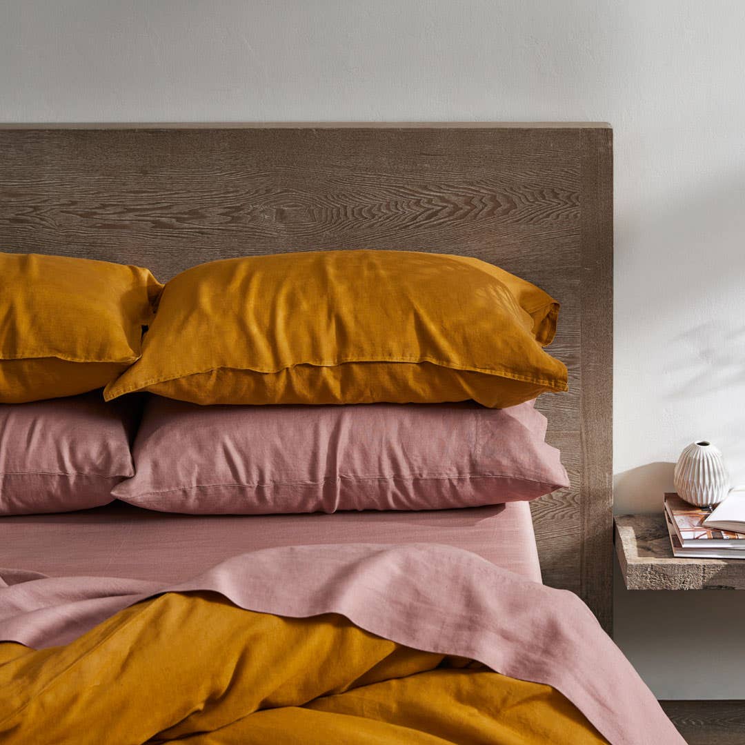 Milano Linen Quilt Cover - Mustard