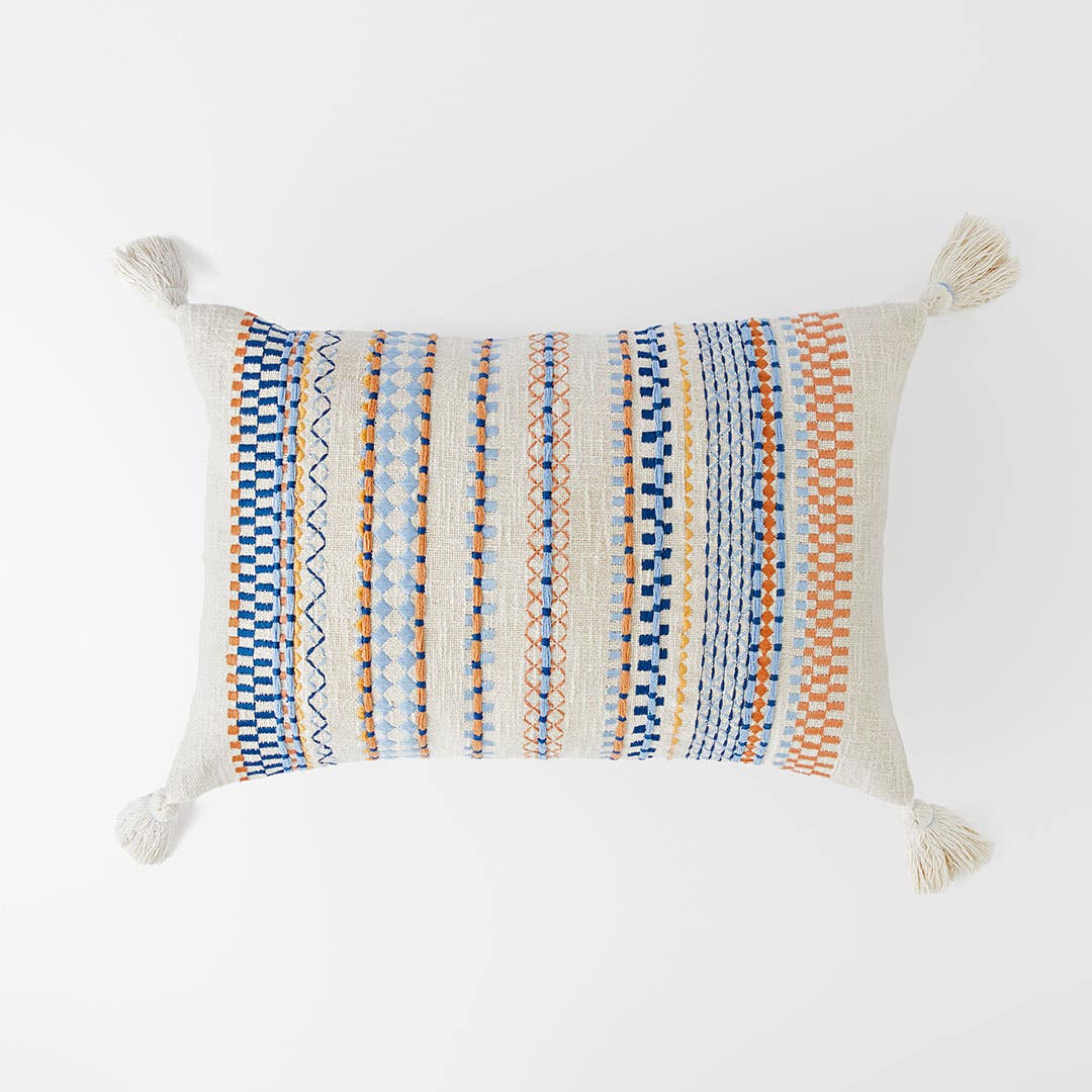 Kasbah Cushion - Ivory/Blue