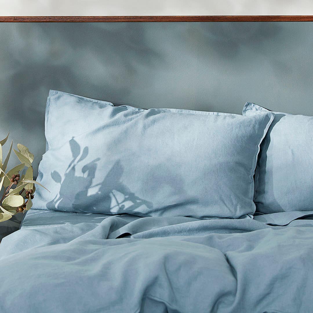 Milano Linen Quilt Cover - Smoke Blue