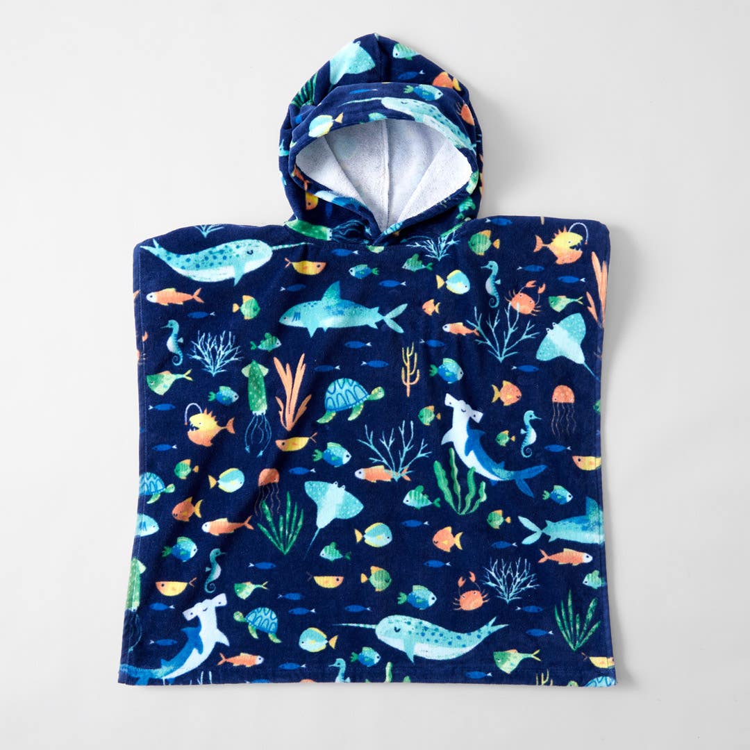 Sea Life Hooded Kids Poncho