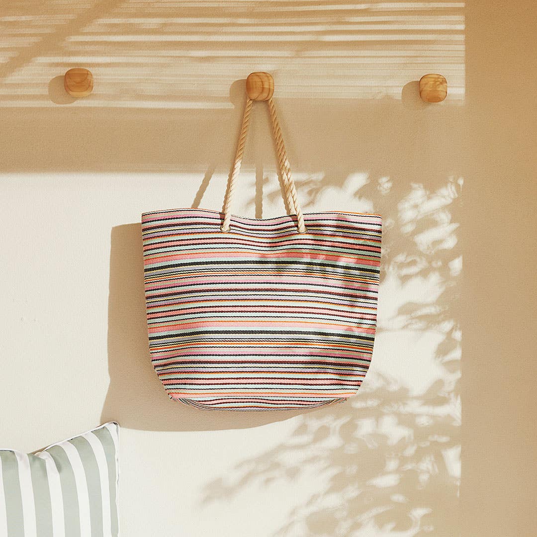 Horizon Striped Tote With Rope Handles