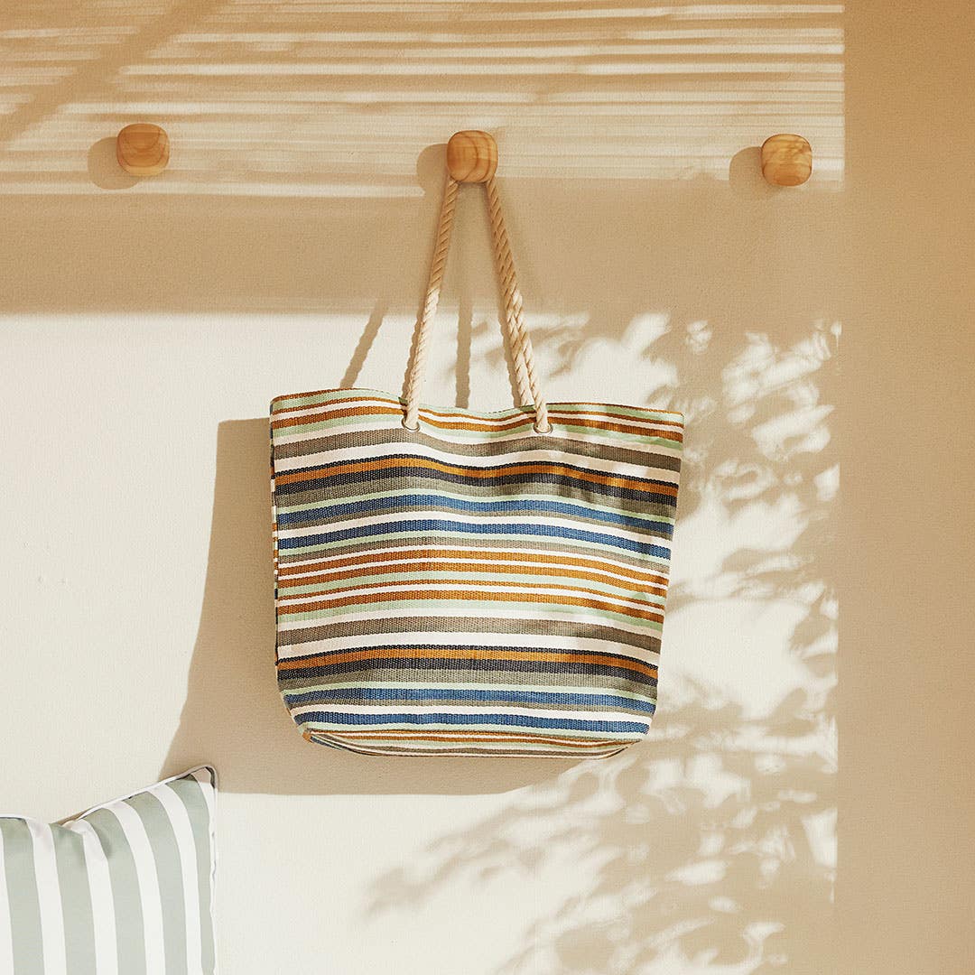 Tide Stripe Tote With Rope Handles