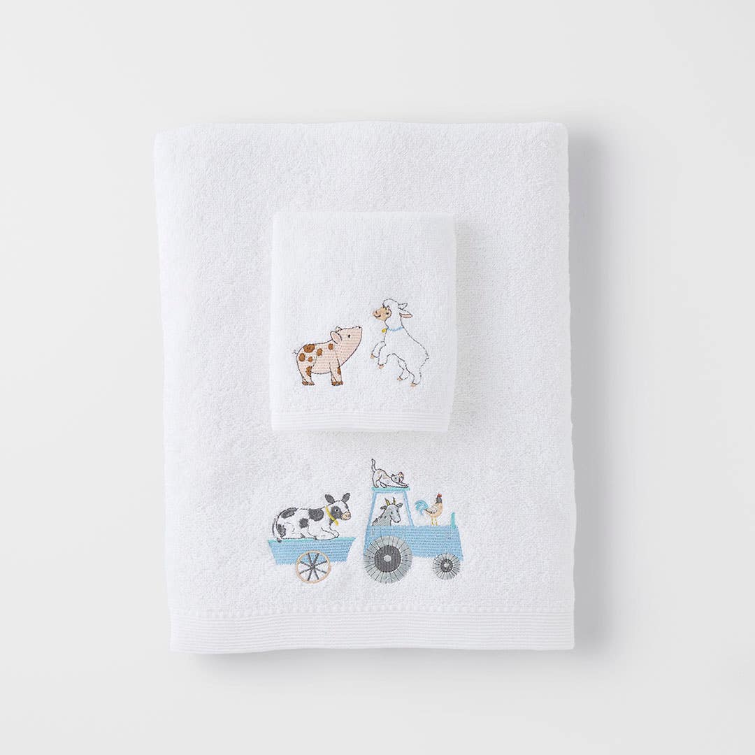 Farm Fun Kids Bath Towel And Washer Set