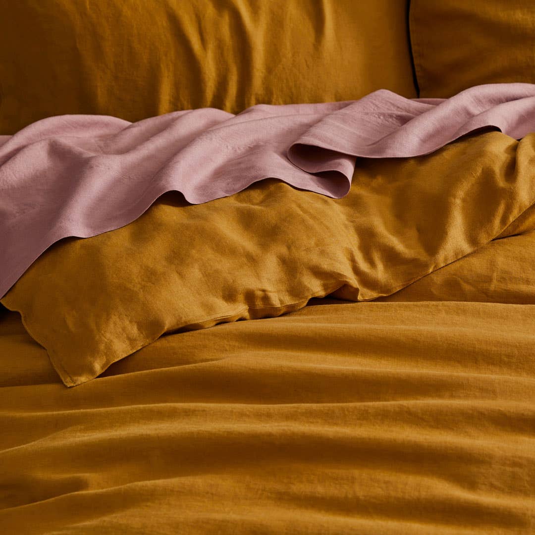 Milano Linen Quilt Cover - Mustard