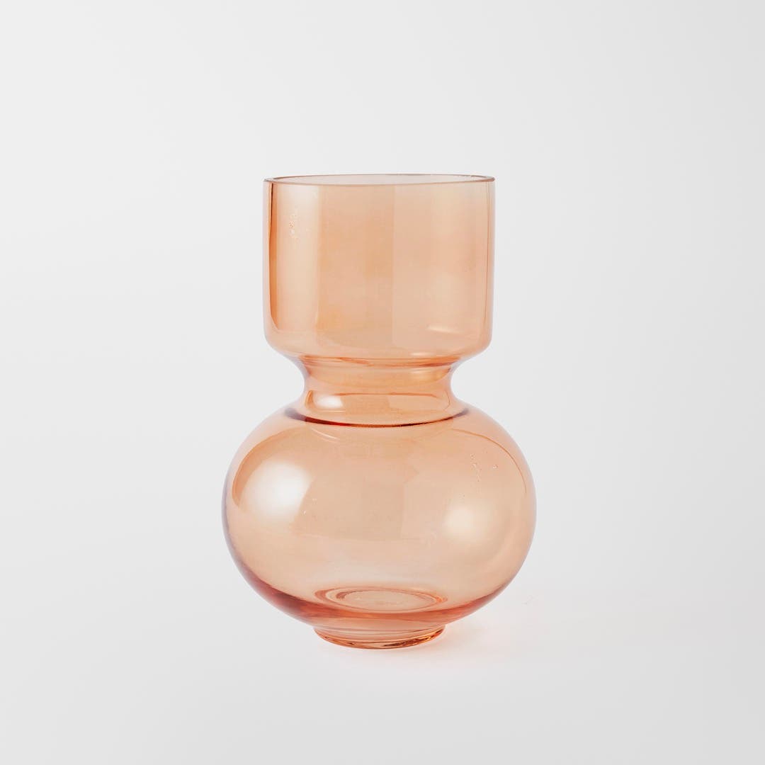 Bubble Glass Vase Round - Peach