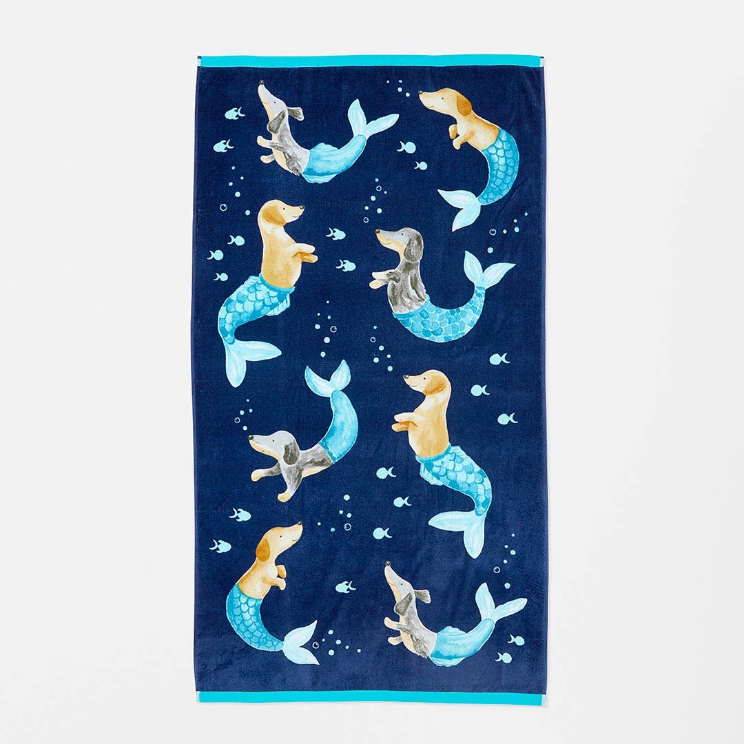 Mermaid Dogs Beach Towel